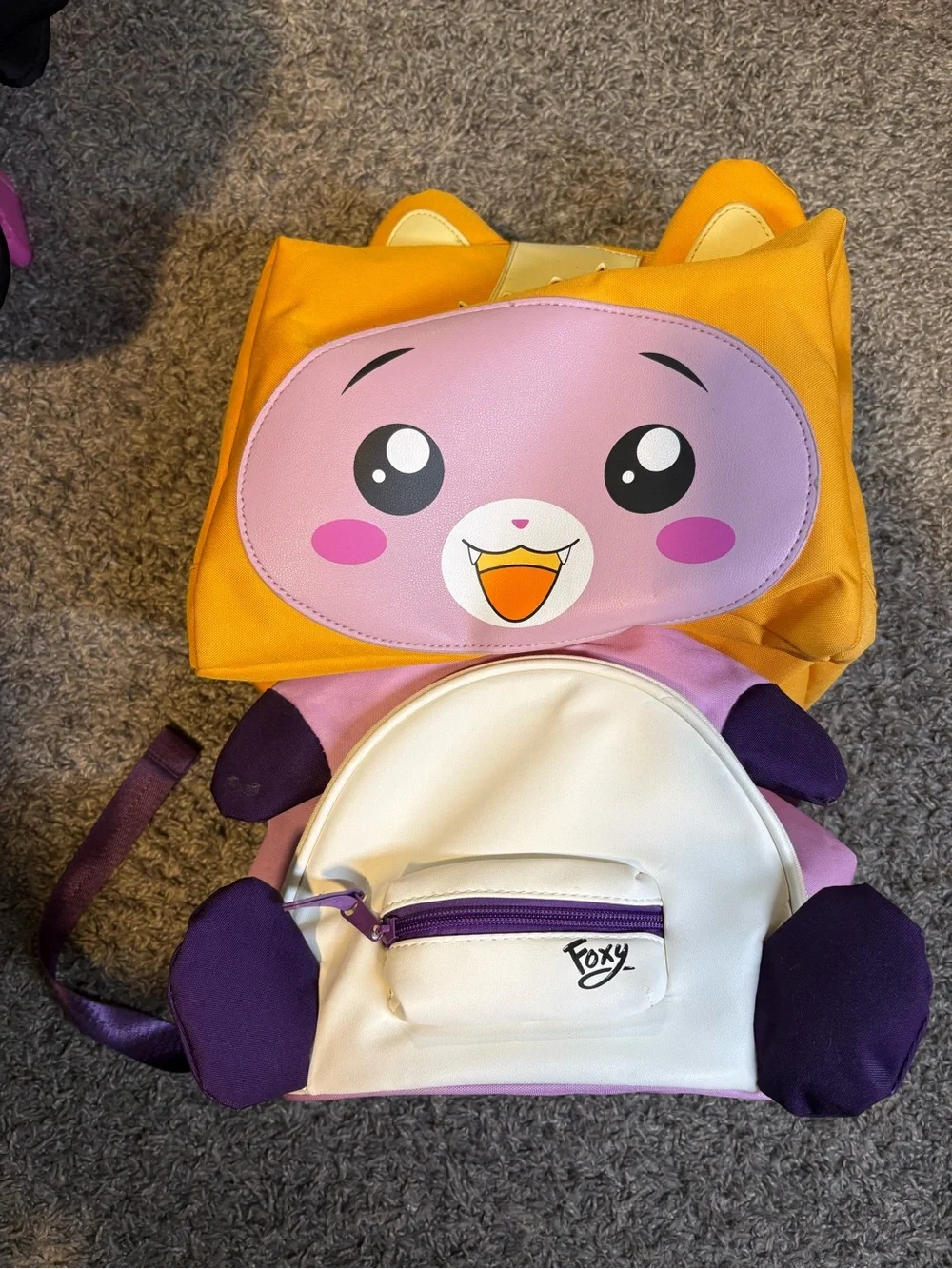 Foxy Lanky Box Cute Fox Backpack - Pink & Yellow